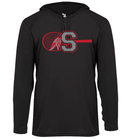 St. Stephens Tennis Design - Long Sleeve Performance Hooded Tee